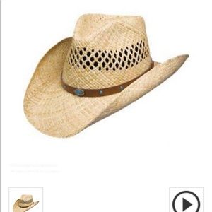 Stetson straw hat with leather band detail